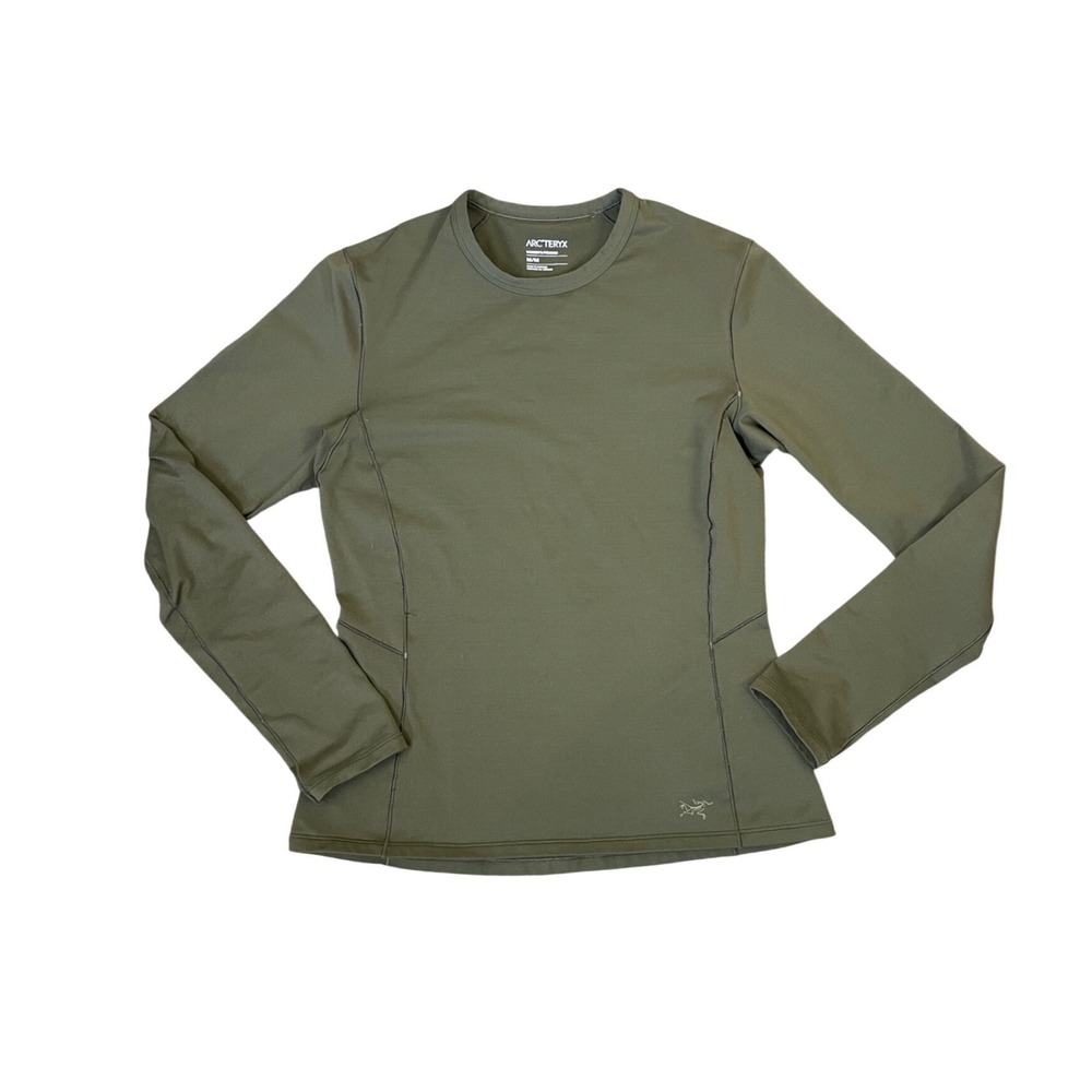 Arcteryx Rho LT Crew Base Layer Womens Medium Olive Green Long Sleeve Top